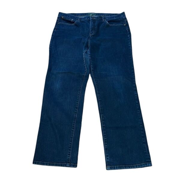 LRL Lauren Jeans, Straight cut, Stretchy, dark blue, 16 - Picture 2 of 8